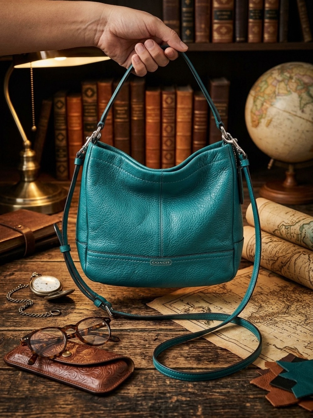 Coach Teal Pebbled Leather Park Hobo style bag! Teal
